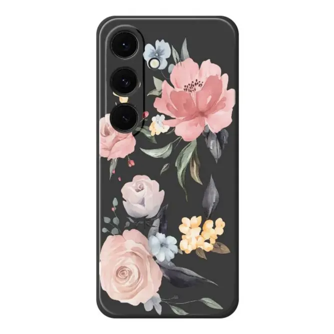 Coque Samsung Galaxy A57 à Motifs Grandes Fleurs et Bords Droits