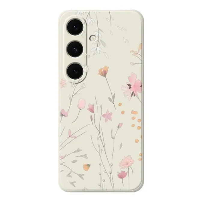Coque Samsung Galaxy A57 à Motifs Floraux et Bords Droits