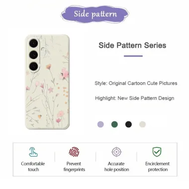 Coque Samsung Galaxy A57 à Motifs Floraux et Bords Droits