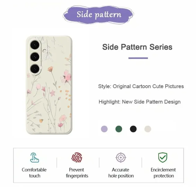 Coque Samsung Galaxy A57 à Motifs Floraux et Bords Droits