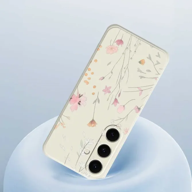 Coque Samsung Galaxy A57 à Motifs Floraux et Bords Droits