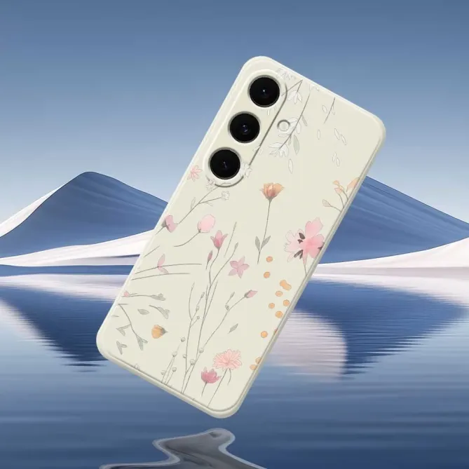 Coque Samsung Galaxy A57 à Motifs Floraux et Bords Droits