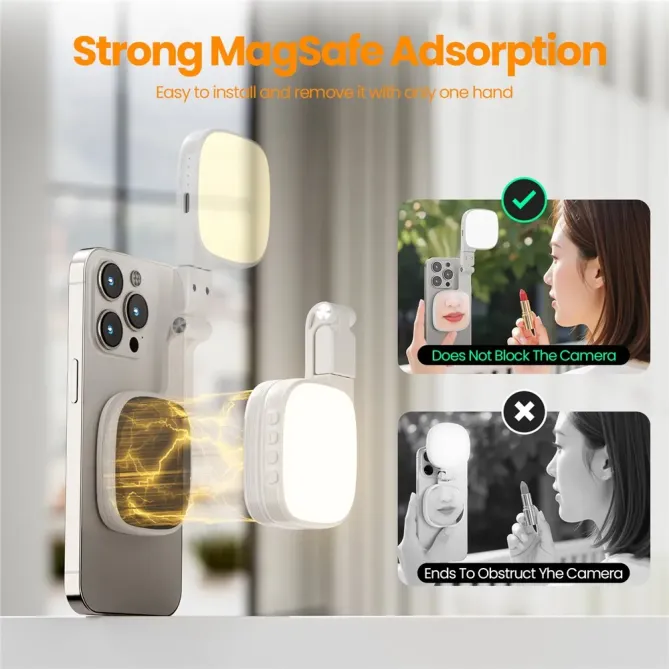Miroir de Maquillage et Lampe Selfie Magnétique Orientable