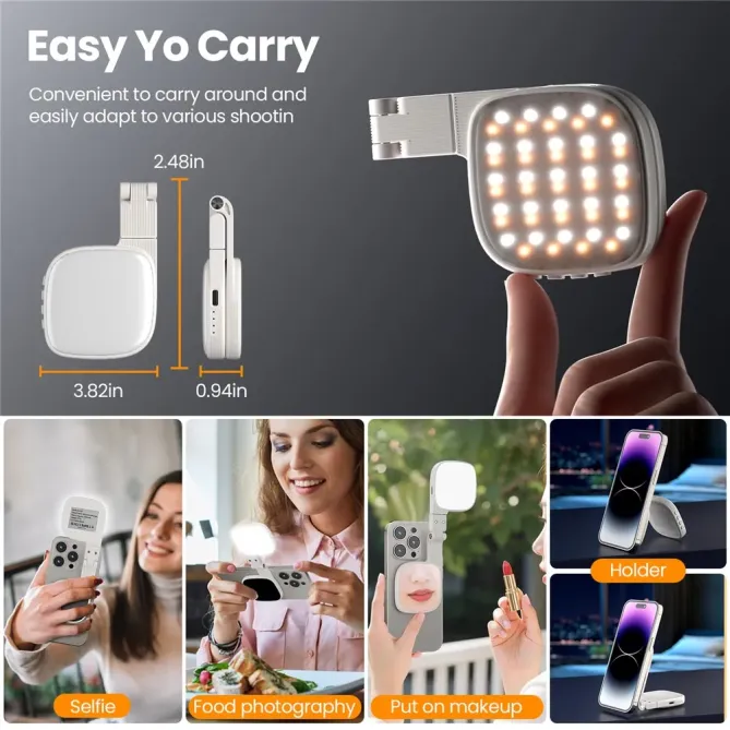 Miroir de Maquillage et Lampe Selfie Magnétique Orientable