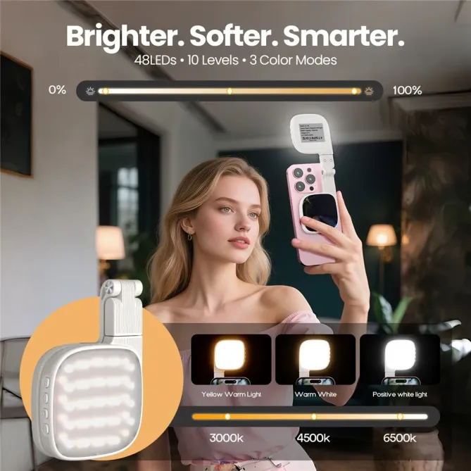 Miroir de Maquillage et Lampe Selfie Magnétique Orientable