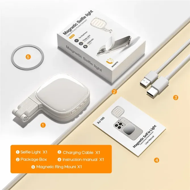 Miroir de Maquillage et Lampe Selfie Magnétique Orientable