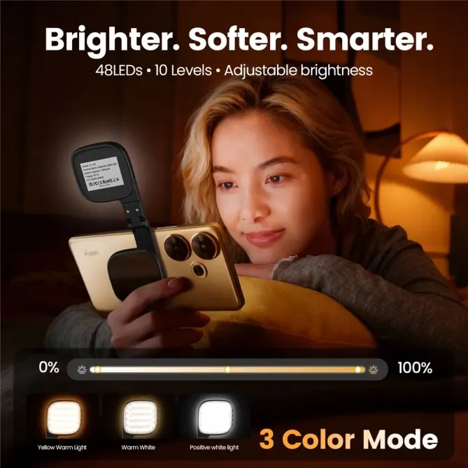 Miroir de Maquillage et Lampe Selfie Magnétique Orientable