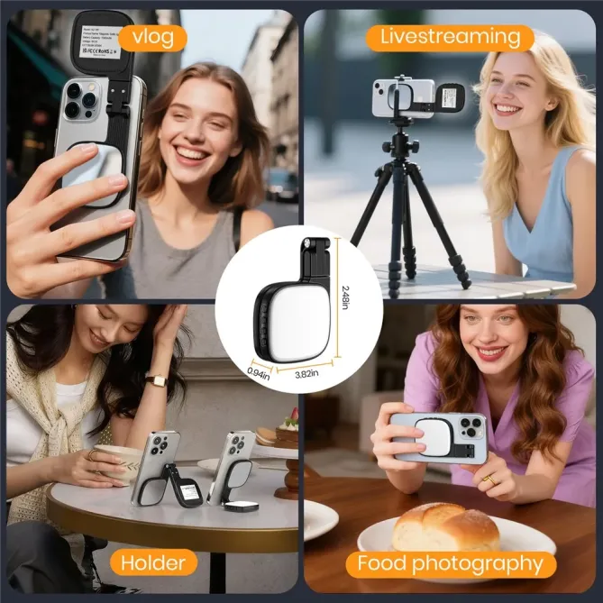 Miroir de Maquillage et Lampe Selfie Magnétique Orientable