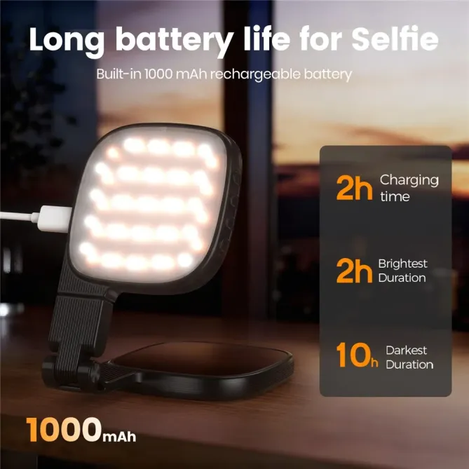 Miroir de Maquillage et Lampe Selfie Magnétique Orientable