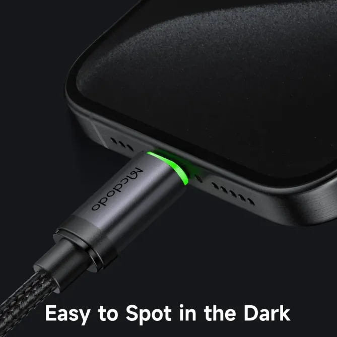 CA-4411 Câble USB-C vers USB-C 3m Charge Rapide 60W avec LED - Noir
