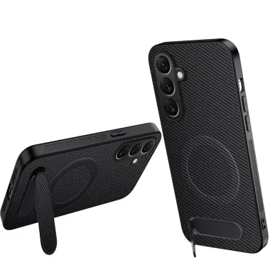 Coque Samsung Galaxy A57 Magnétique Finition Carbone avec Support