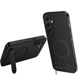 Coque Samsung Galaxy A57 Magnétique Finition Carbone avec Support