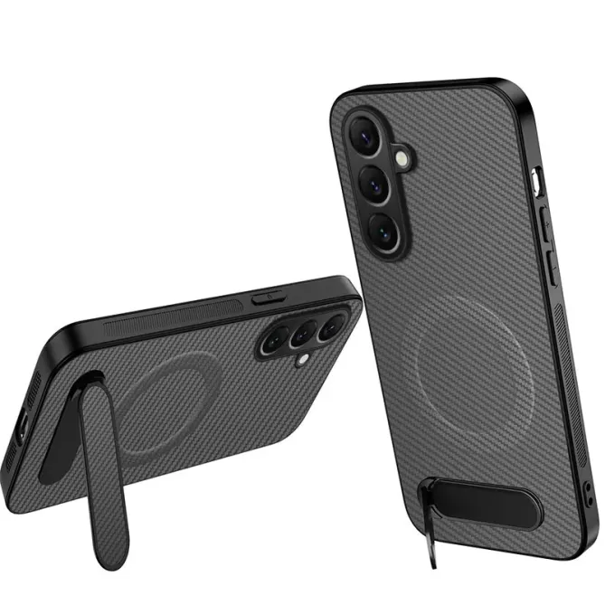 Coque Samsung Galaxy S26+ Magnétique Finition Carbone avec Support
