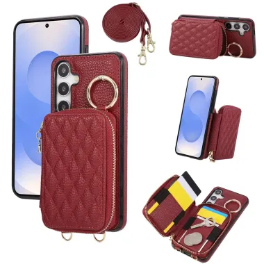 Coque Samsung Galaxy S26+ Porte-monnaie Zippé avec Bandoulière | Zippe