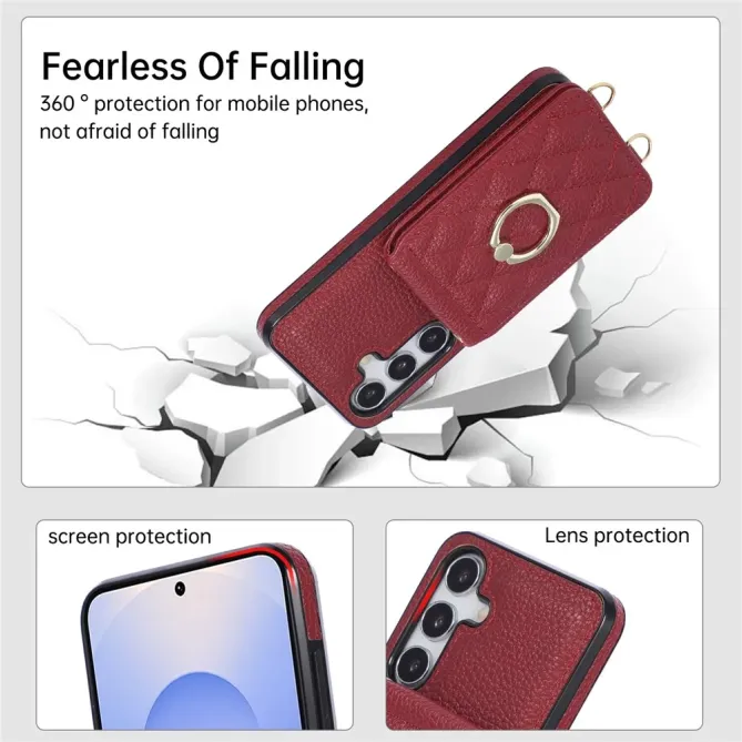 Coque Samsung Galaxy S26+ Porte-carte Vertical avec Anneau et Bandouli