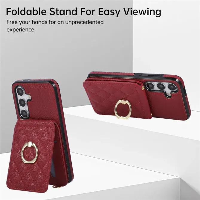 Coque Samsung Galaxy S26+ Porte-carte Vertical avec Anneau et Bandouli