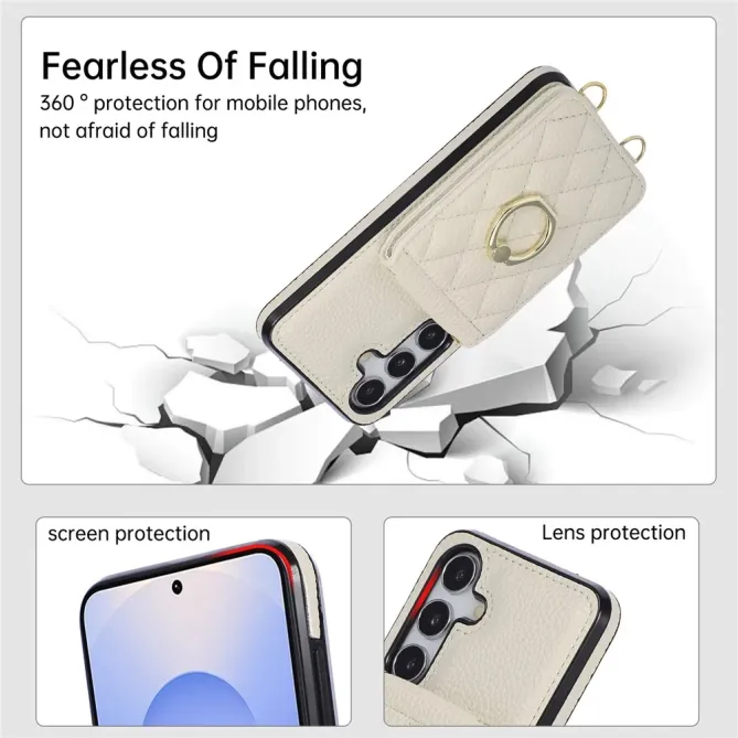 Coque Samsung Galaxy S26+ Porte-carte Vertical avec Anneau et Bandouli