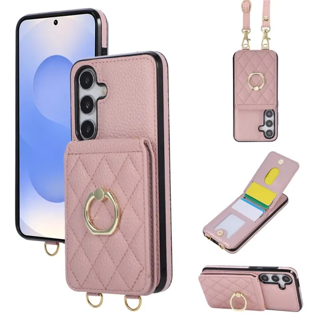 Coque Samsung Galaxy S26+ Porte-carte Vertical avec Anneau et Bandouli