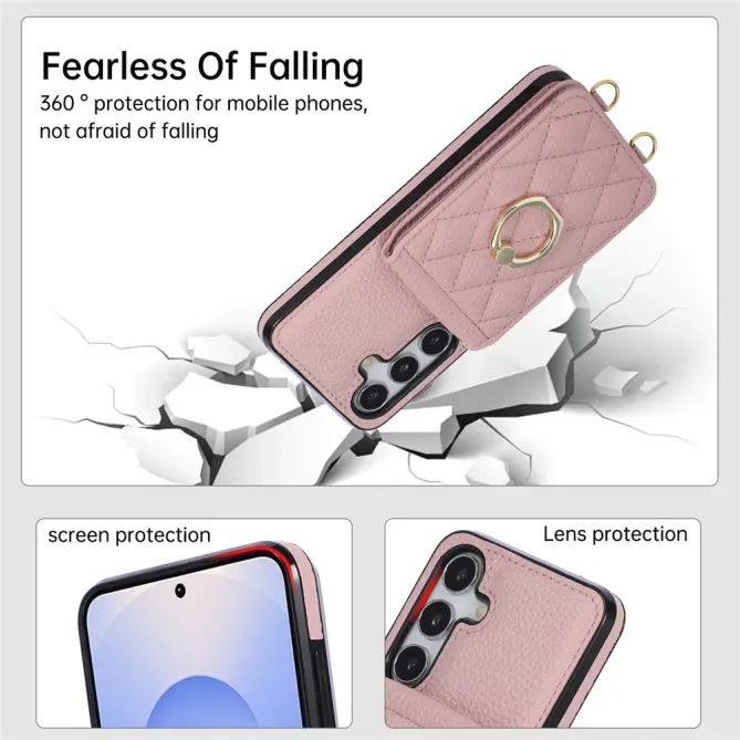 Coque Samsung Galaxy S26+ Porte-carte Vertical avec Anneau et Bandouli