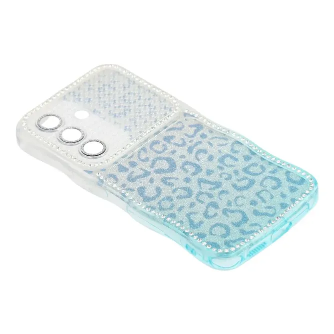 Coque Samsung Galaxy S26+ Cadre Ondulé Strass et Léopard Pailleté