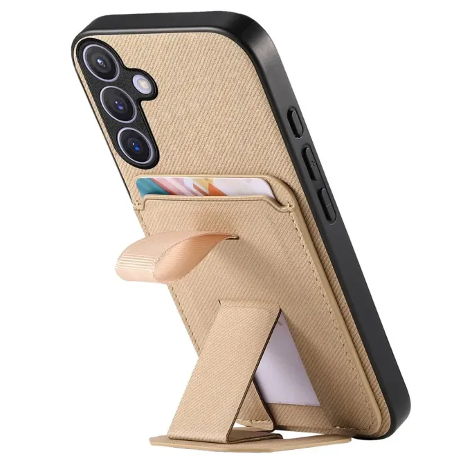 Coque Samsung Galaxy S26+ Texture Tissu avec Porte-cartes et Support