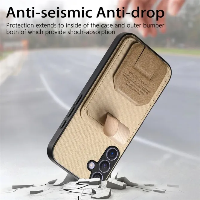 Coque Samsung Galaxy S26+ Texture Tissu avec Porte-cartes et Support