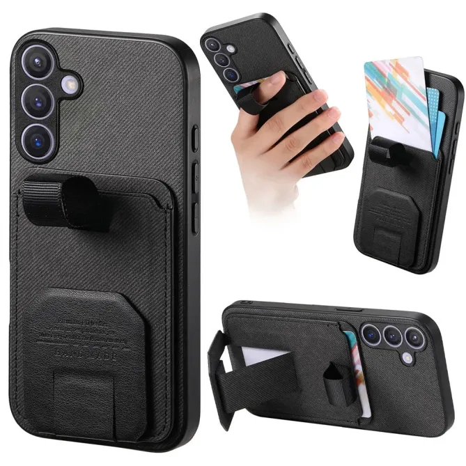Coque Samsung Galaxy S26+ Texture Tissu avec Porte-cartes et Support