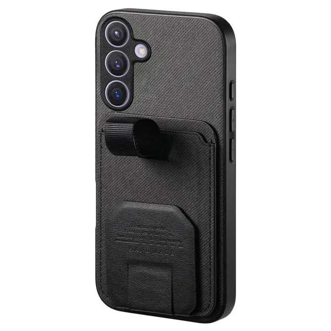 Coque Samsung Galaxy S26+ Texture Tissu avec Porte-cartes et Support