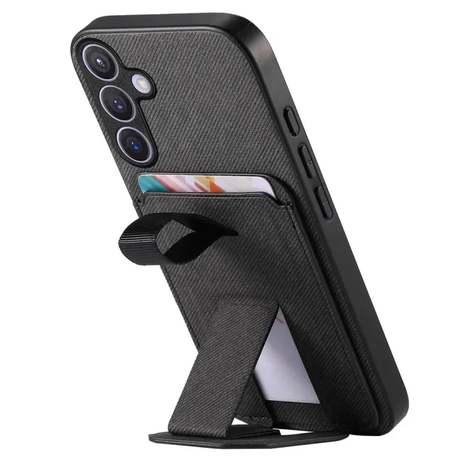 Coque Samsung Galaxy S26+ Texture Tissu avec Porte-cartes et Support
