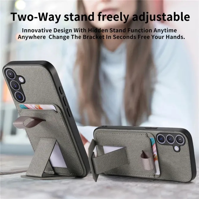 Coque Samsung Galaxy S26+ Texture Tissu avec Porte-cartes et Support