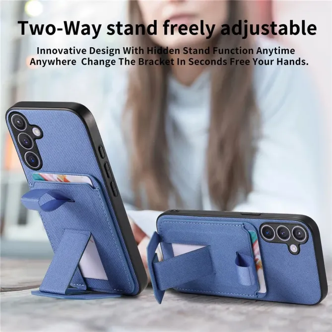 Coque Samsung Galaxy S26+ Texture Tissu avec Porte-cartes et Support
