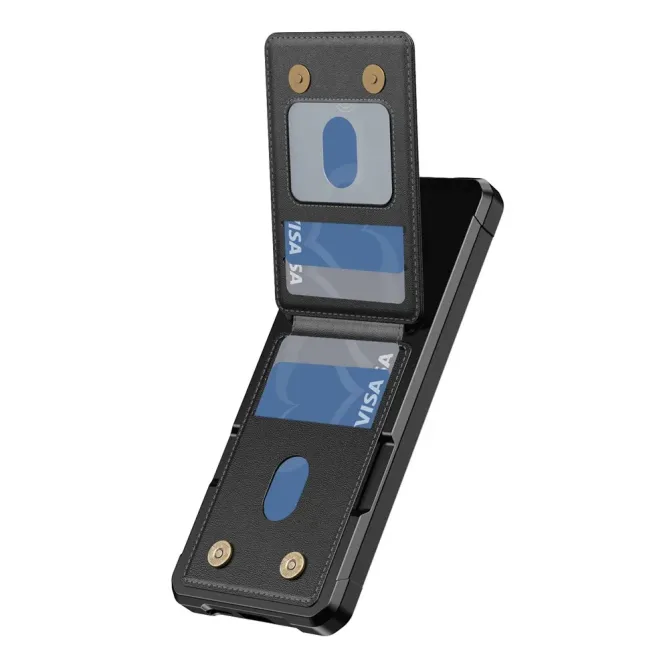 Coque Samsung Galaxy S26+ Porte-carte et Support Simili Cuir Noir - photo 8
