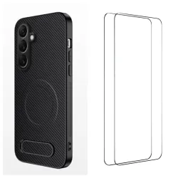 Coque Samsung Galaxy S26+ Magnétique Carbone avec Support et 2 Verres 