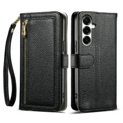 Housse Samsung Galaxy S26+ Porte-monnaie Litchi avec Miroir