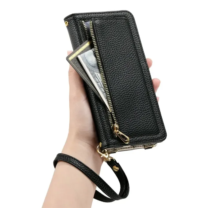Housse Samsung Galaxy S26+ Porte-monnaie Litchi avec Miroir