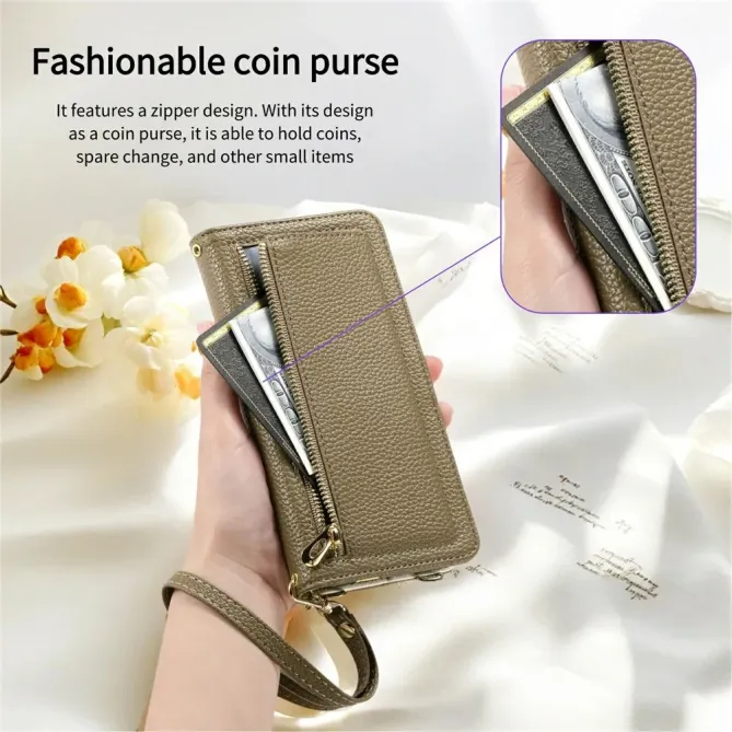 Housse Samsung Galaxy S26+ Porte-monnaie Litchi avec Miroir