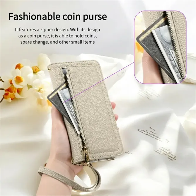 Housse Samsung Galaxy S26+ Porte-monnaie Litchi avec Miroir