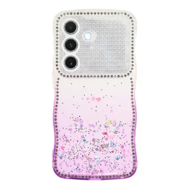 Coque Samsung Galaxy S26+ Paillettes Epoxy Cadre Ondulé et Strass