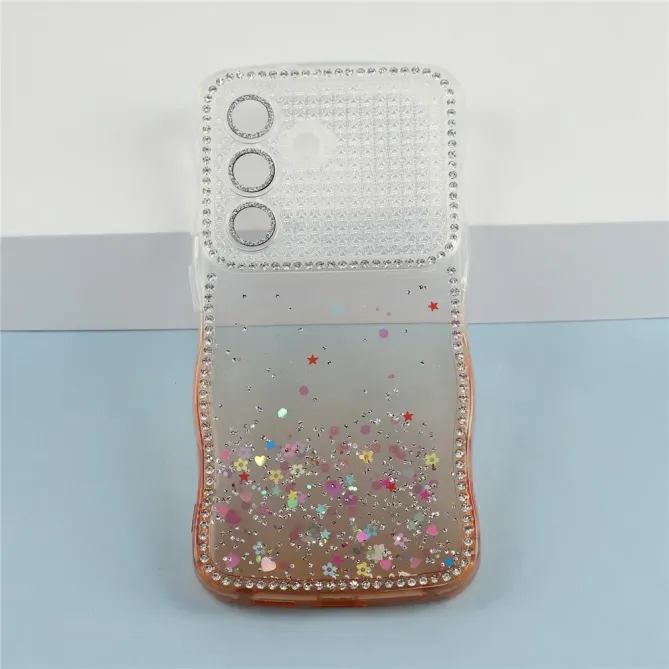 Coque Samsung Galaxy S26+ Paillettes Epoxy Cadre Ondulé et Strass