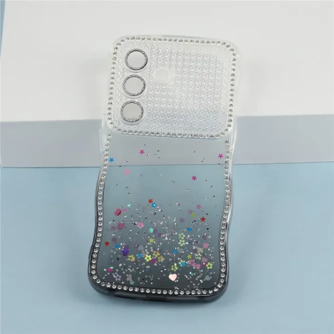 Coque Samsung Galaxy S26+ Paillettes Epoxy Cadre Ondulé et Strass