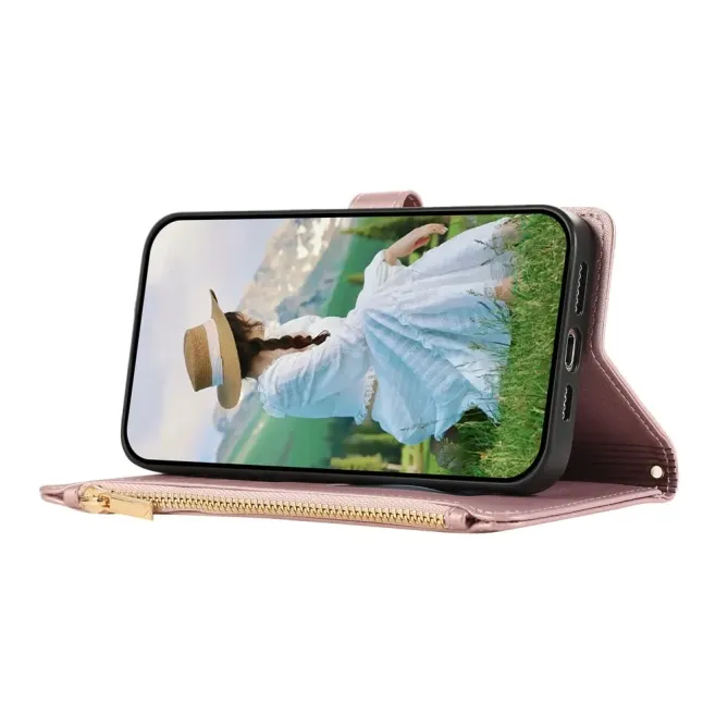 Housse Samsung Galaxy S26+ Portefeuille Losanges Zippée avec Dragonne