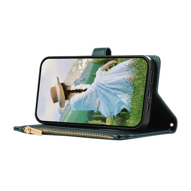 Housse Samsung Galaxy S26+ Portefeuille Losanges Zippée avec Dragonne