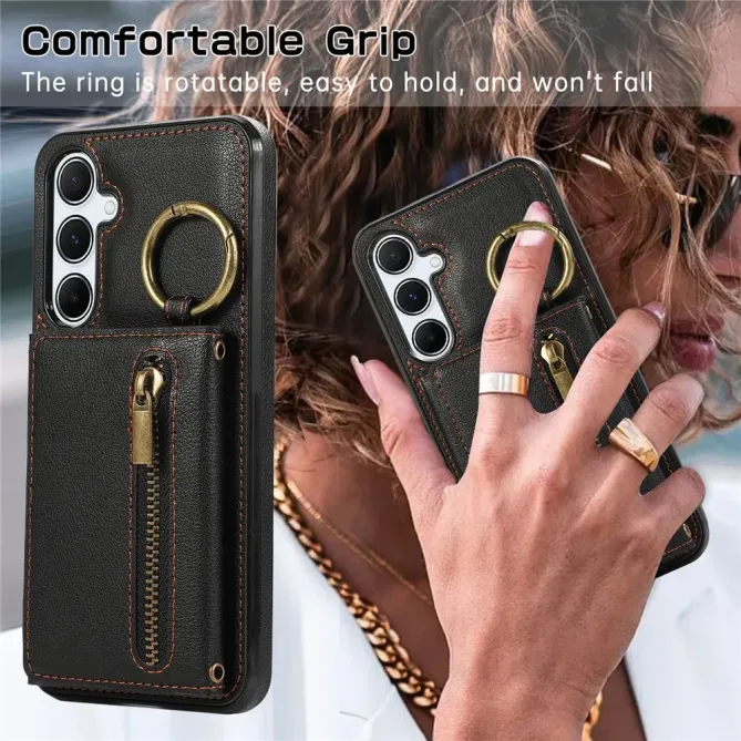Coque Samsung Galaxy S26+ Portefeuille Zippé avec Anneau | Urban-Zip