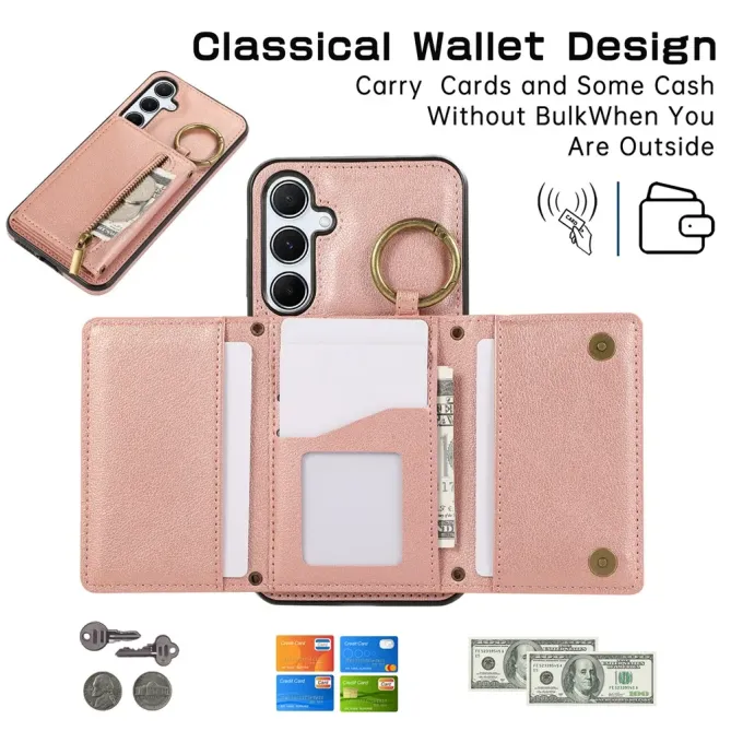Coque Samsung Galaxy S26+ Portefeuille Zippé avec Anneau | Urban-Zip