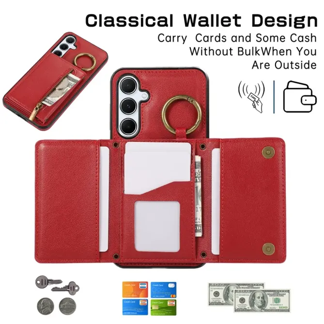 Coque Samsung Galaxy S26+ Portefeuille Zippé avec Anneau | Urban-Zip