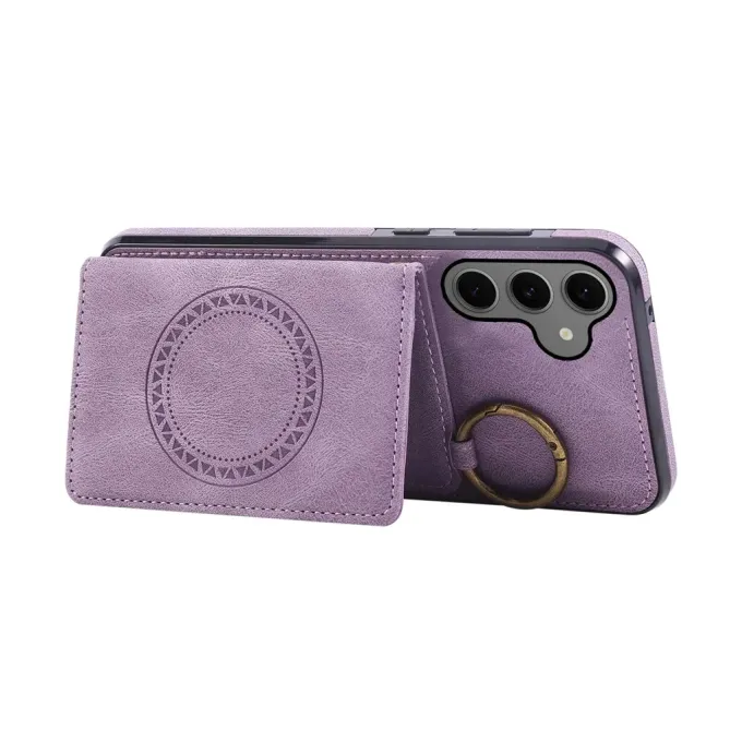 Coque Samsung Galaxy S26+ Porte-carte et Anneau Métal | Vintage-Fold