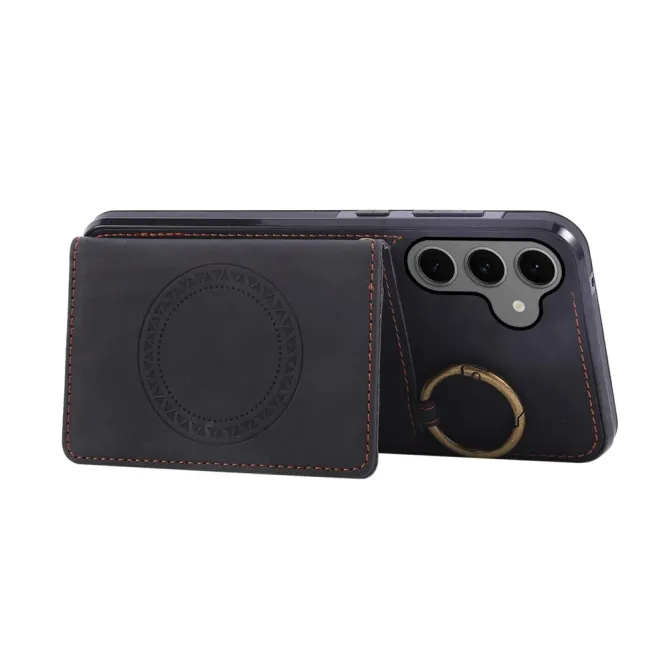 Coque Samsung Galaxy S26+ Porte-carte et Anneau Métal | Vintage-Fold