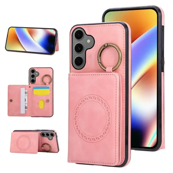 Coque Samsung Galaxy S26+ Porte-carte et Anneau Métal | Vintage-Fold