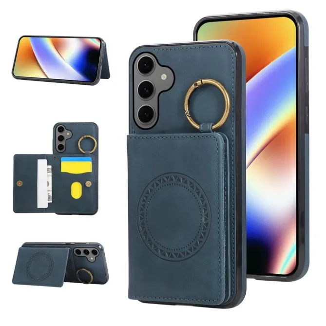 Coque Samsung Galaxy S26+ Porte-carte et Anneau Métal | Vintage-Fold