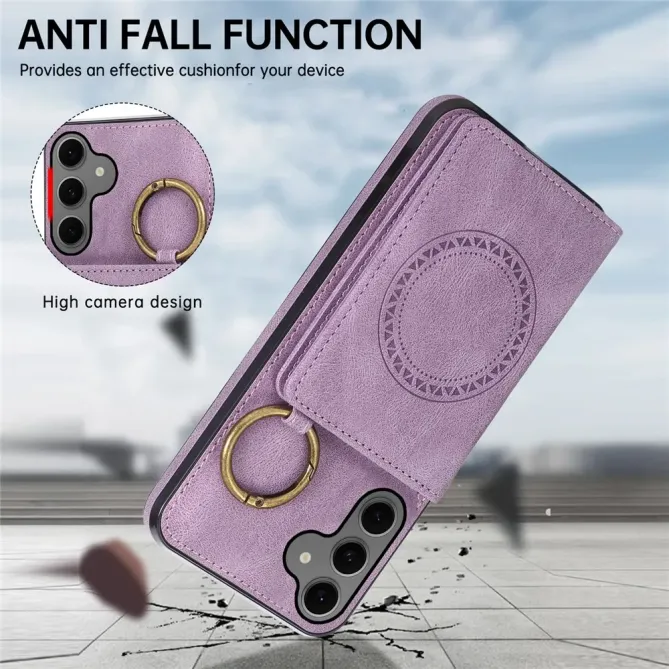 Coque Samsung Galaxy S26+ Porte-carte et Anneau Métal | Vintage-Fold